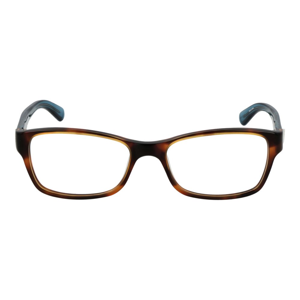Guess Brown Women Glasses Frame with acetate full-rim, rectangle style, demo lenses, size 53-17-135, includes branded case.