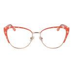 Guess Orange Women Glasses Frame, cat eye style with full-rim metal frame and demo lenses, size 53-16-145, includes branded case.