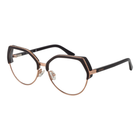 Guess Gray Women Glasses Frame, full-rim square style, grey plastic frame, demo lenses, 54mm width, designed for women.