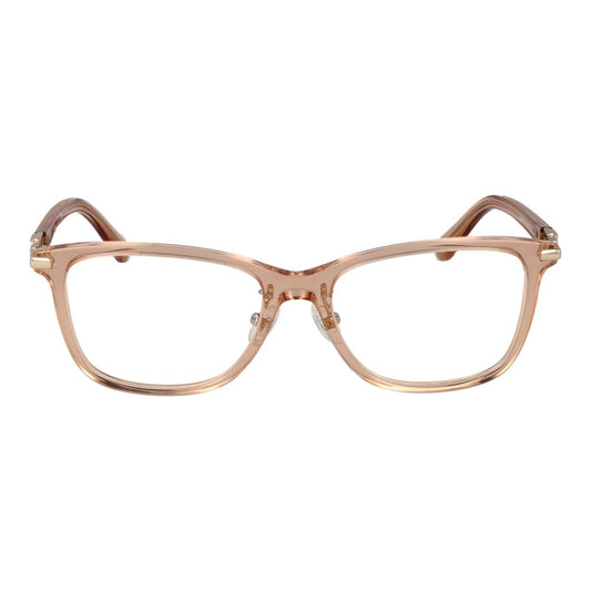 Guess Beige Women Glasses Frame, full-rim beige acetate with demo lenses, rectangle style, size 54-17-140, includes branded case.