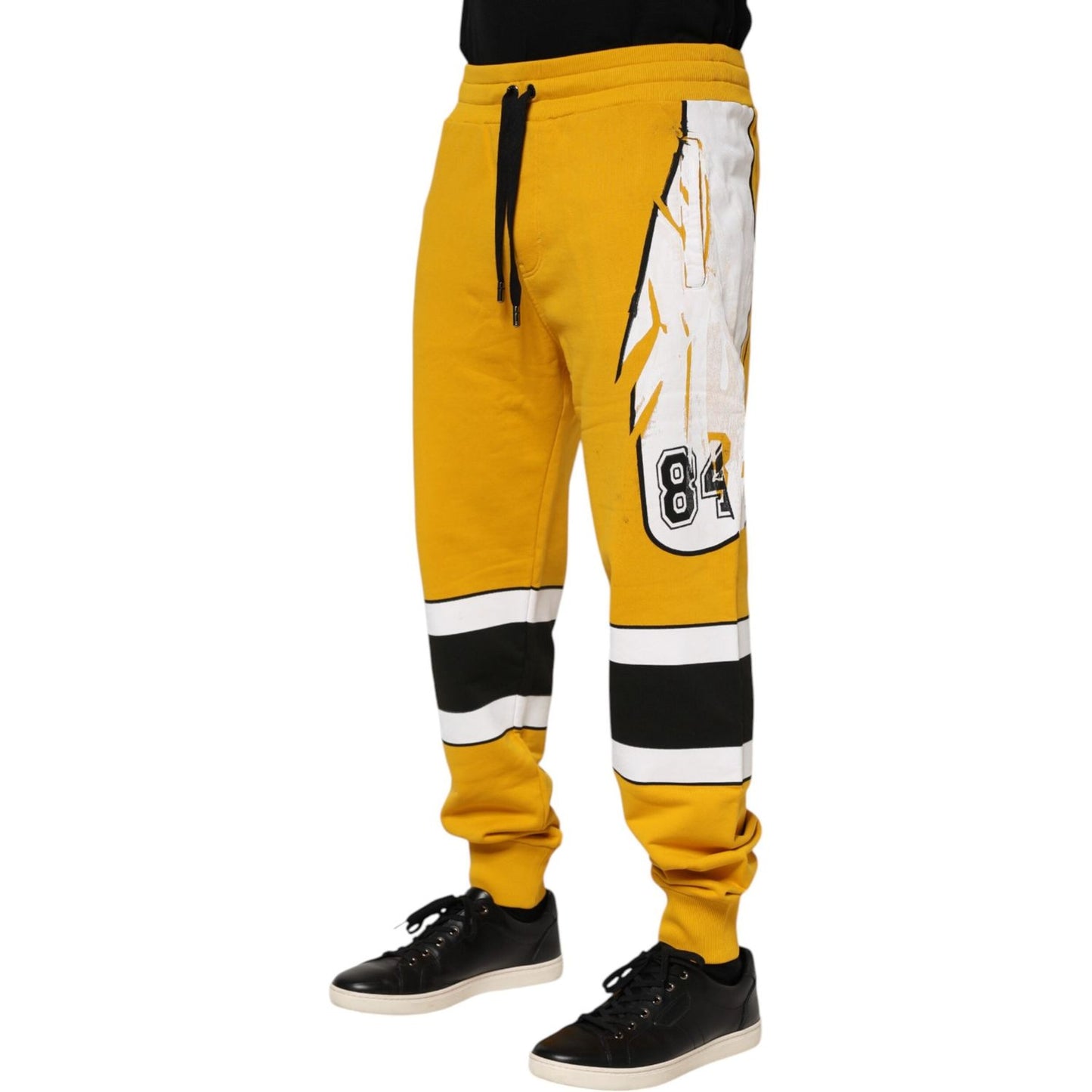 Dolce & Gabbana Yellow Cotton Printed Sweatpants Jogger Pants PAN76382-48