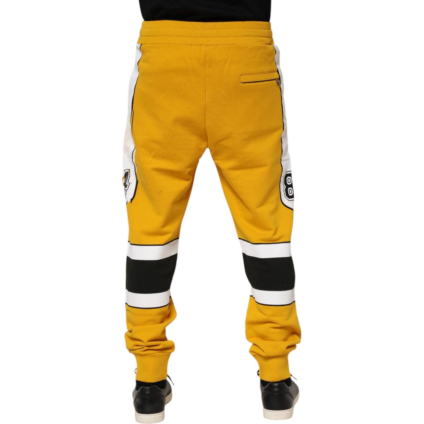 Dolce & Gabbana Yellow Cotton Printed Sweatpants Jogger Pants PAN76382-48