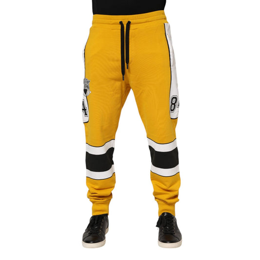 Dolce & Gabbana Yellow Cotton Printed Sweatpants Jogger Pants PAN76387-50