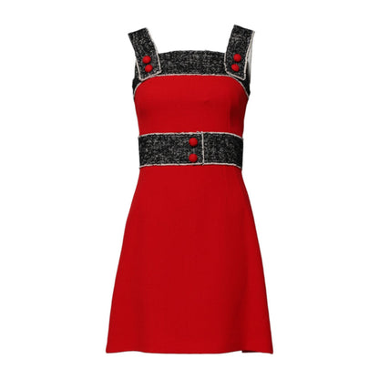 Dolce & Gabbana Red Wool Sleeveless A-line Flared Mini Dress