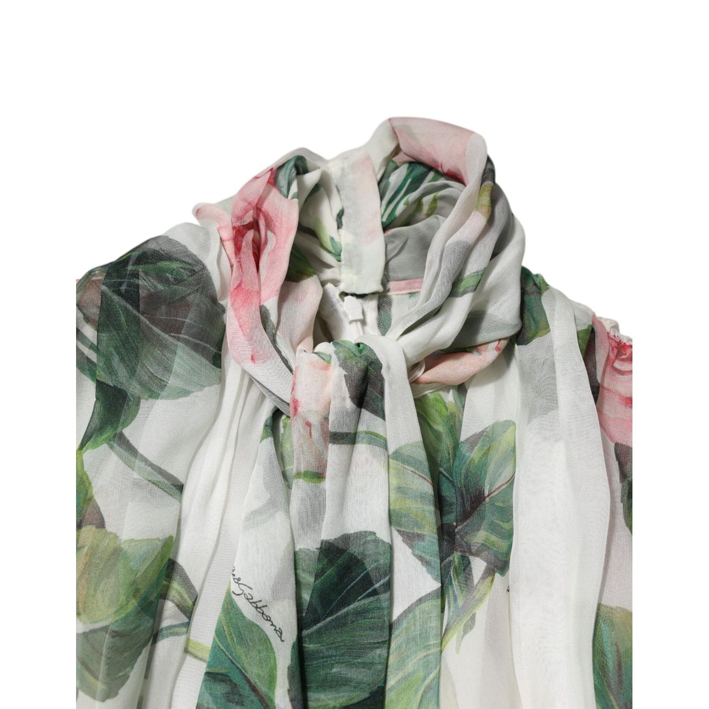 Dolce & Gabbana White Floral Roses Silk Maxi Long Gown Dress