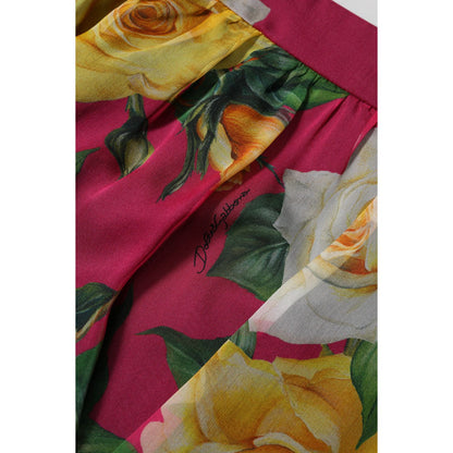 Dolce & Gabbana Red Floral High Waist Women Hot Pants Shorts