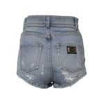 Dolce & Gabbana Blue Tattered Denim Cotton Hot Pants Shorts