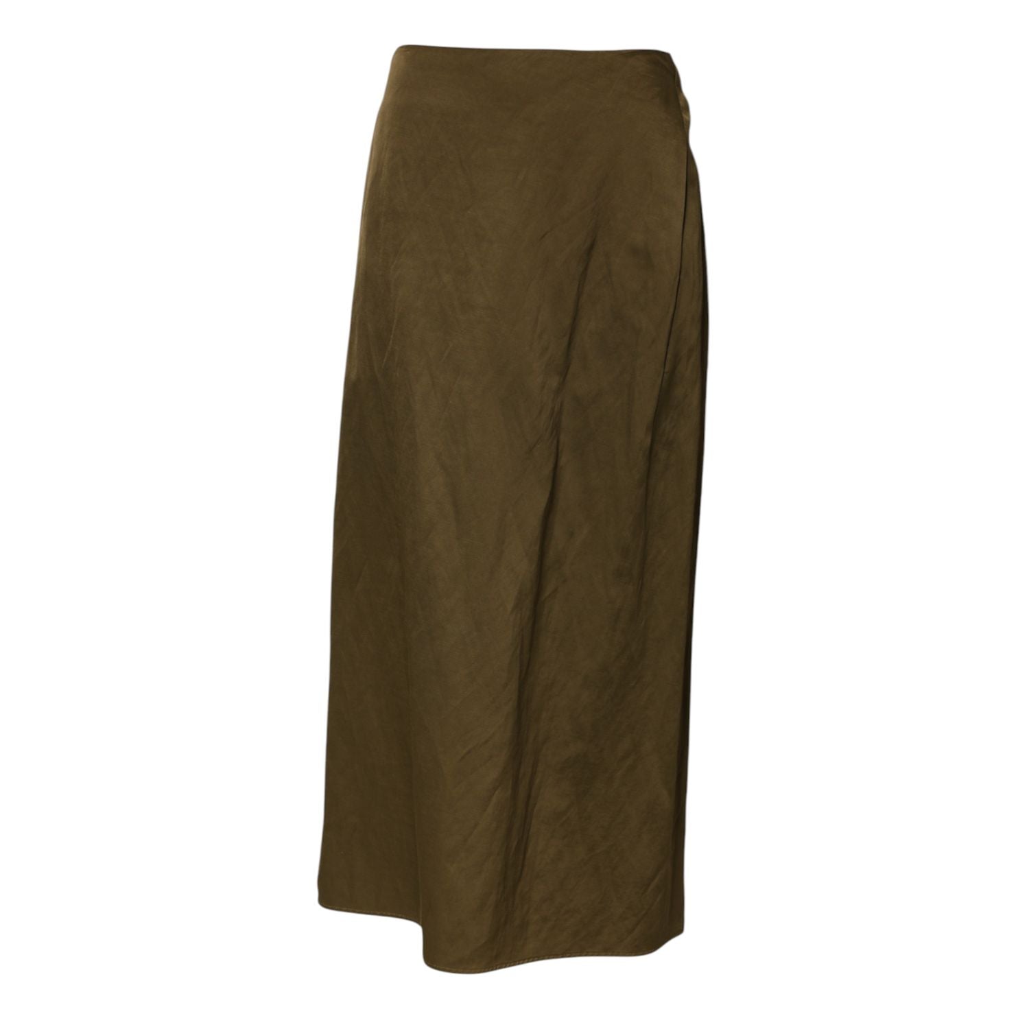 Jil Sander Olive Green Viscose A-line High Waist Midi Skirt