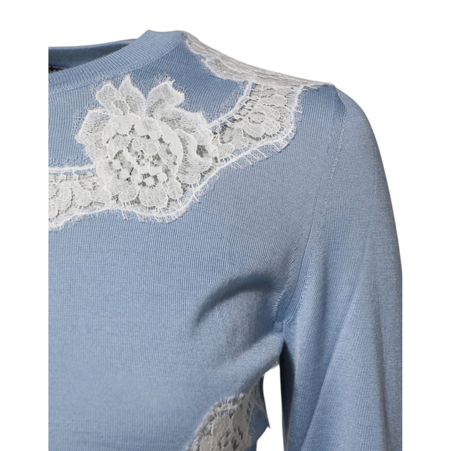 Dolce & Gabbana Blue Floral Lace Detailing Cardigan Sweater