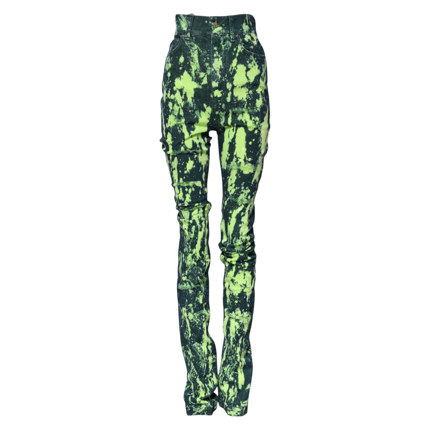 Dolce & Gabbana Green Color Splash High Waist Denim Jeans