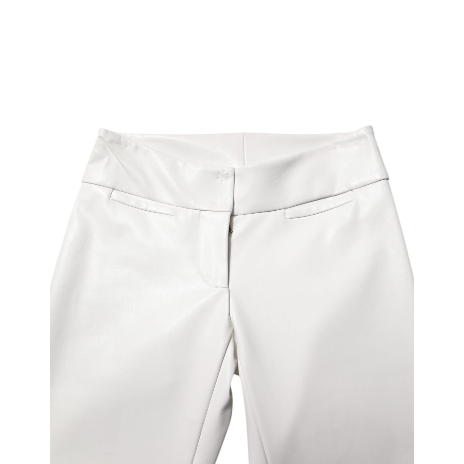 Dolce & Gabbana White Polyurethane High Waist Tapered Pants