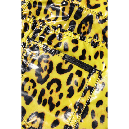 Dolce & Gabbana Yellow Leopard High Waist Slim Pants