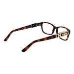 Guess Brown Women Glasses Frame in acetate with full-rim rectangle style, demo lenses, and branded case. Size 53-16-145.