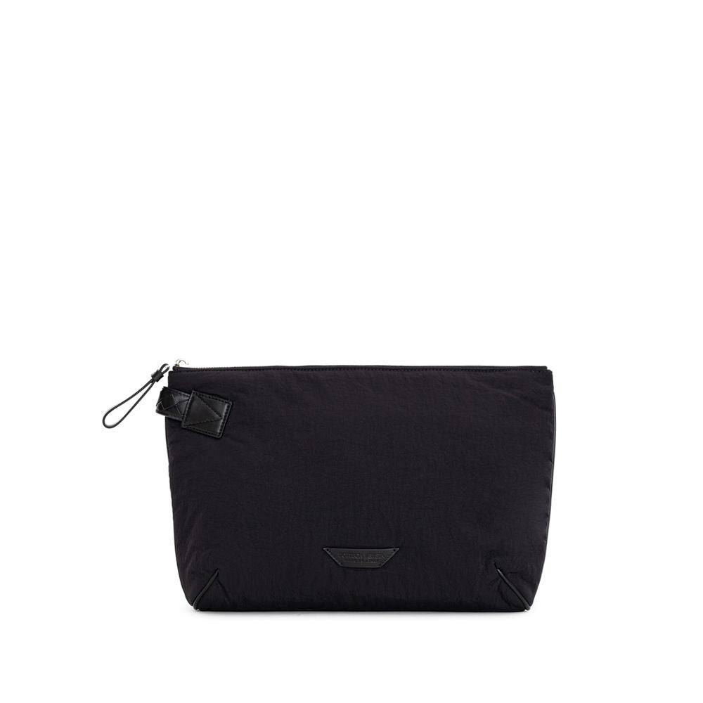 Front view with bag zipped and handles upright.