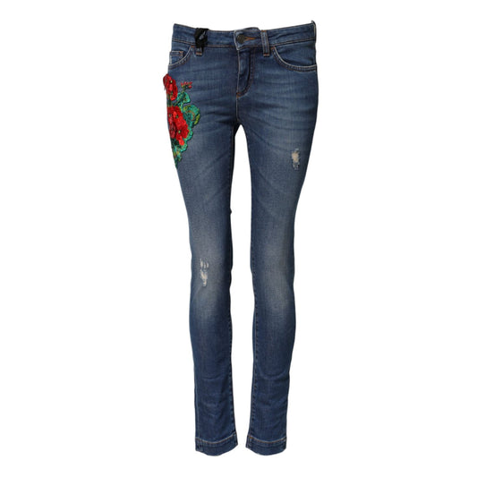 Dolce & Gabbana Blue Cotton Mid Waist Skinny Denim Jeans