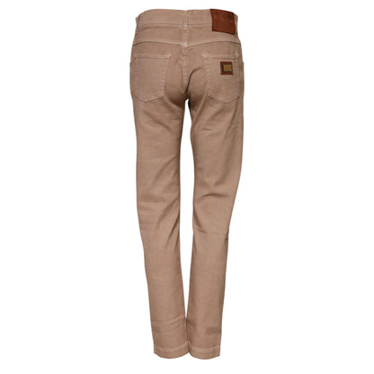 Dolce & Gabbana Brown Cotton Boyfriend Denim Trousers Jeans