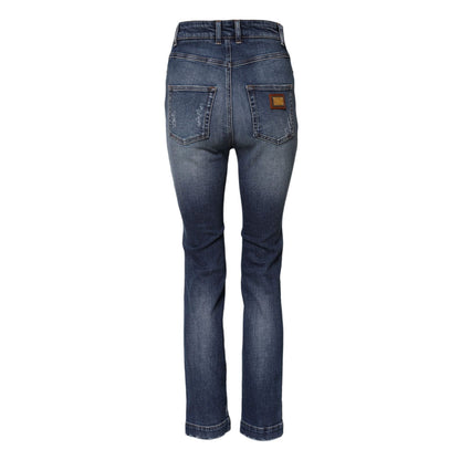 Dolce & Gabbana Blue Rhinestone Embellished Denim Jeans