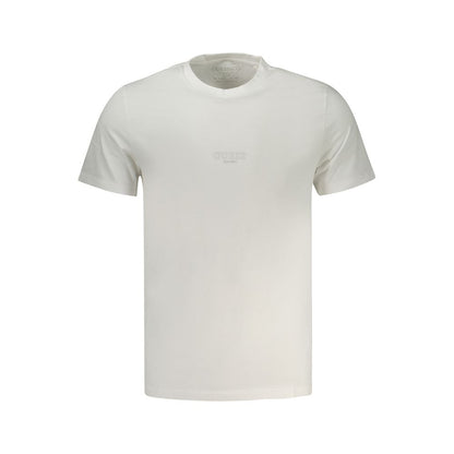 Guess Jeans White Cotton T-Shirt, short sleeve, slim fit, crew neck, organic cotton with logo print