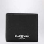 Balenciaga Black bi-fold Credit wallet in hammered leather 8119102ABV0/R_BALEN-1000_100