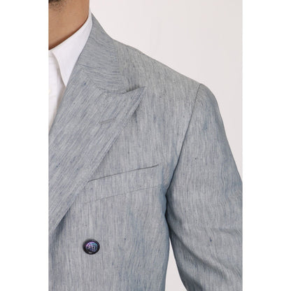 Dolce & Gabbana Blue Flax NAPOLI Jacket Coat Blazer