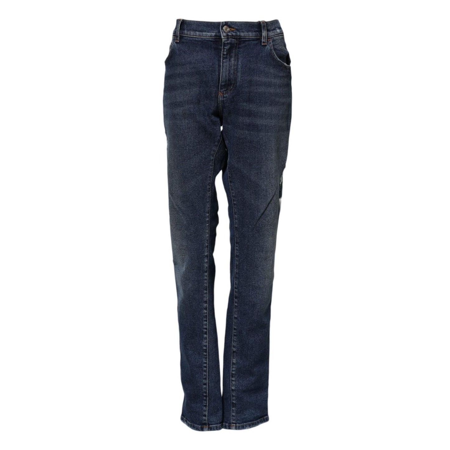 Dolce & Gabbana Blue Cotton Mid Waisted Straight Denim Jeans