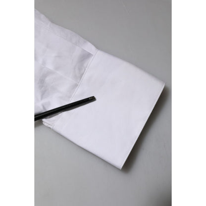 Dolce & Gabbana White Crystal Embellished Collared Shirt Top