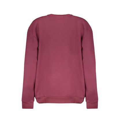 Back view of Cavalli Class Purple Cotton Women Sweater showcasing its elegant design and comfort.