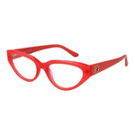 Guess Orange Women Glasses Frame, coral acetate, cat eye style, full-rim design with 53mm lenses, includes branded case, spring hinge.