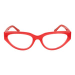 Guess Orange Women Glasses Frame in coral acetate, cat eye full-rim style, 53-18-145 size with demo lenses, includes branded case.