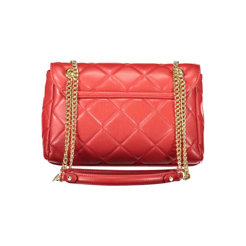 Mario Valentino Red Polyethylene Women Handbag with chain detail and quilted design.