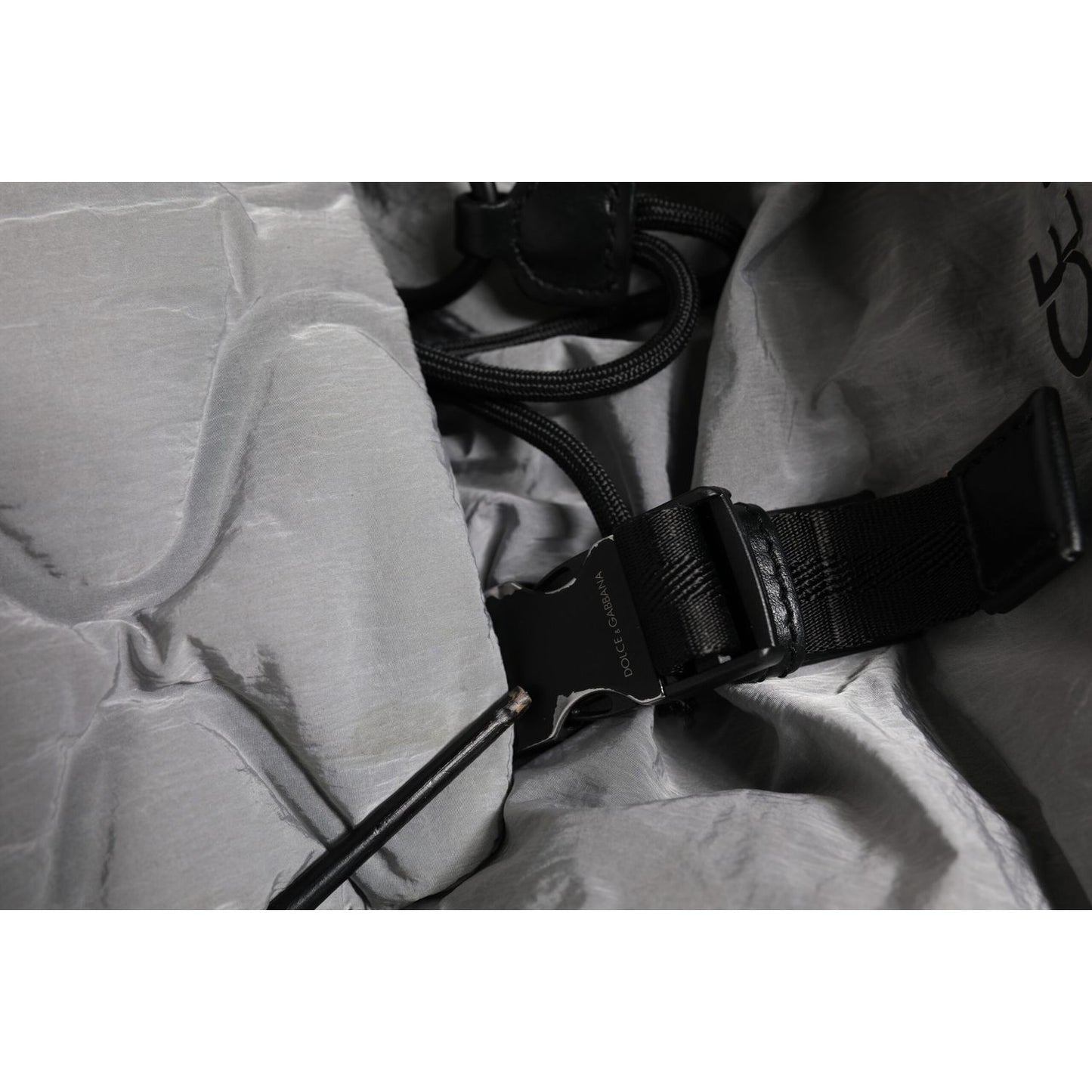 Dolce & Gabbana Gray Milano Print Drawstring Travel Backpack Bag