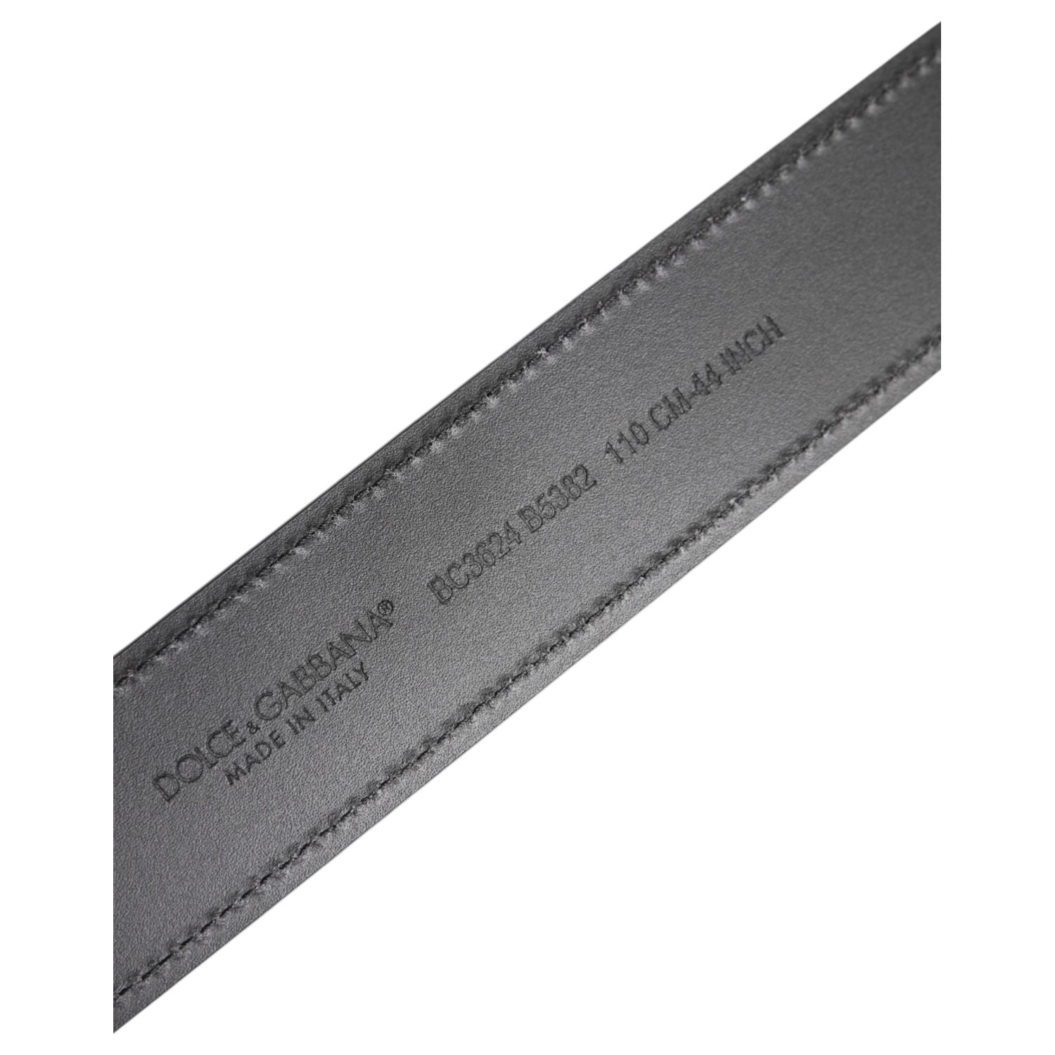 Dolce & Gabbana Black Leather Silver Metal Logo Buckle Belt