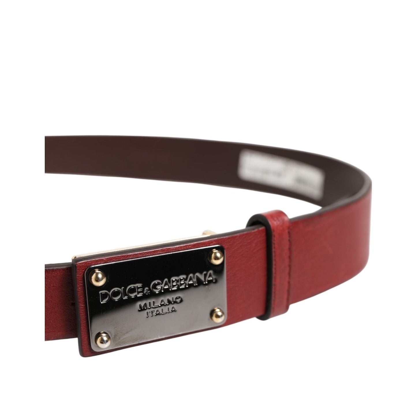 Dolce & Gabbana Maroon Classic Leather Metal Logo Buckle Belt
