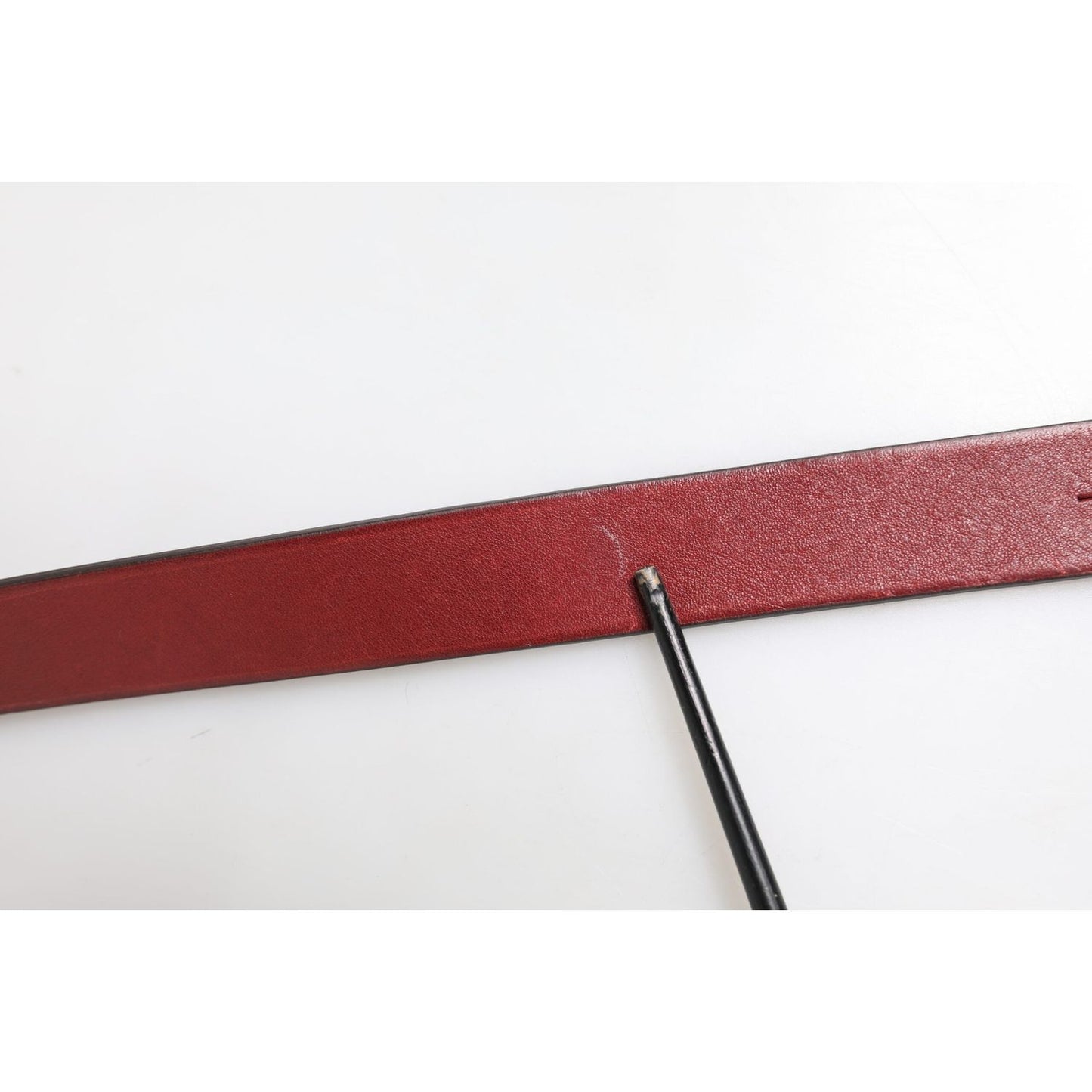Dolce & Gabbana Maroon Classic Leather Metal Logo Buckle Belt