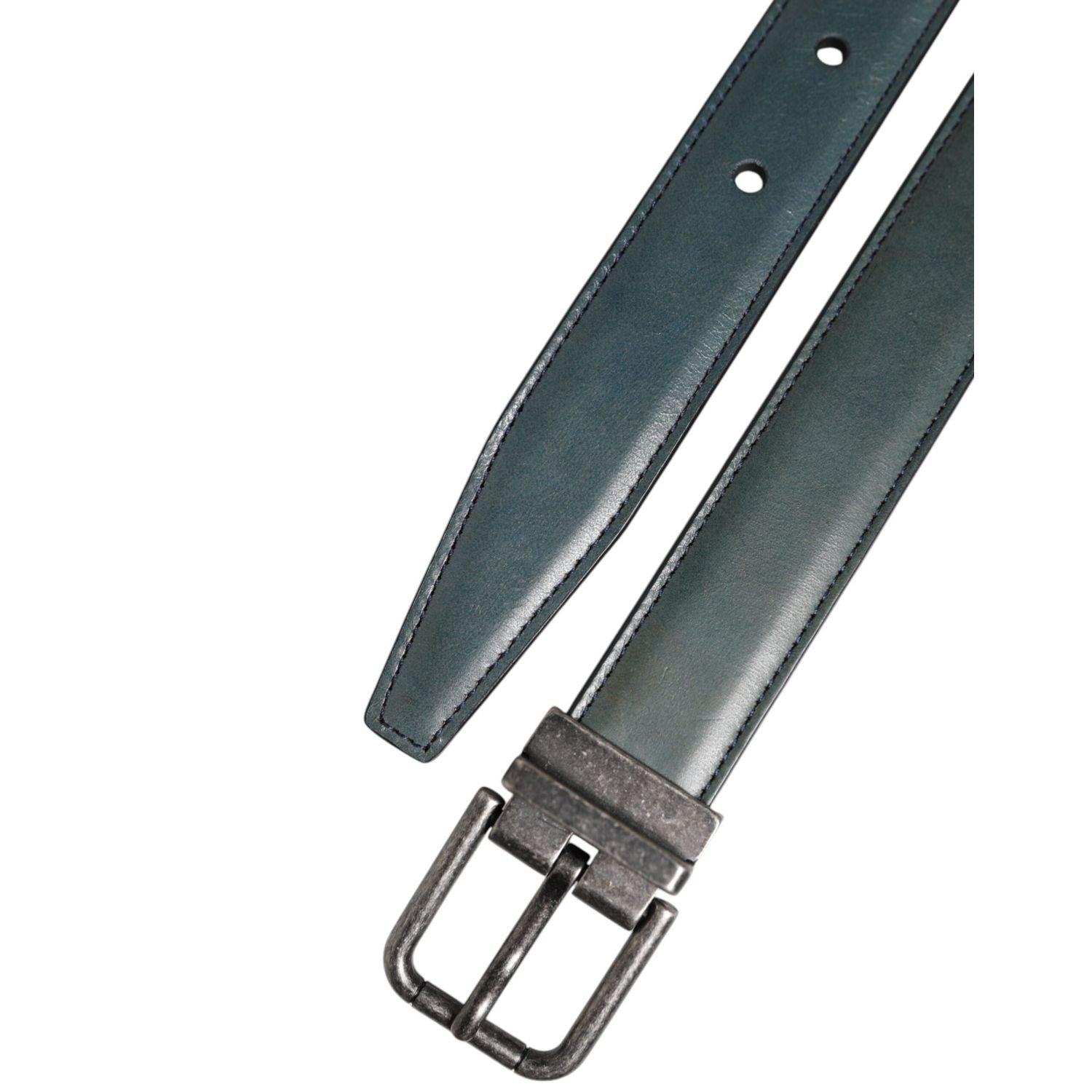 Dolce & Gabbana Green Classic Leather Metal Logo Buckle Belt