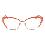 Guess Orange Women Glasses Frame, full-rim, cat eye style, metal frame, demo plastic lenses, spring hinge, size 54-16-145, with branded case.