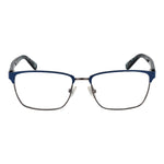 Guess Blue Men Glasses Frame, metal full-rim, rectangle style, demo lenses, size 55-17-145 with spring hinge, branded case included.