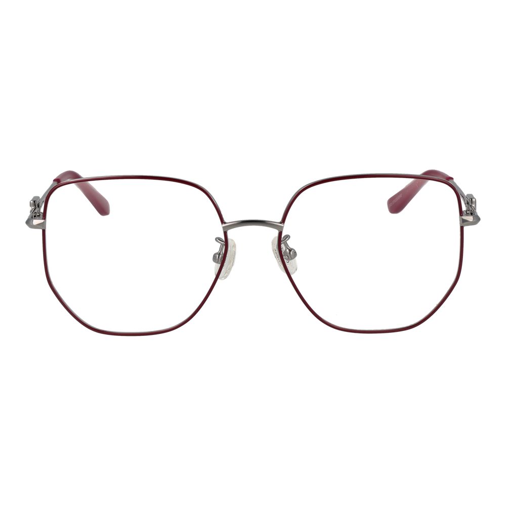 Guess Purple Women Glasses Frame, full-rim metal square design with demo lenses, size 55-16-145, includes branded case.