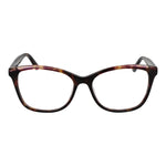 Front view of Guess Brown Women Glasses Frame, full-rim butterfly style with brown plastic material, featuring spring hinges and demo lenses.