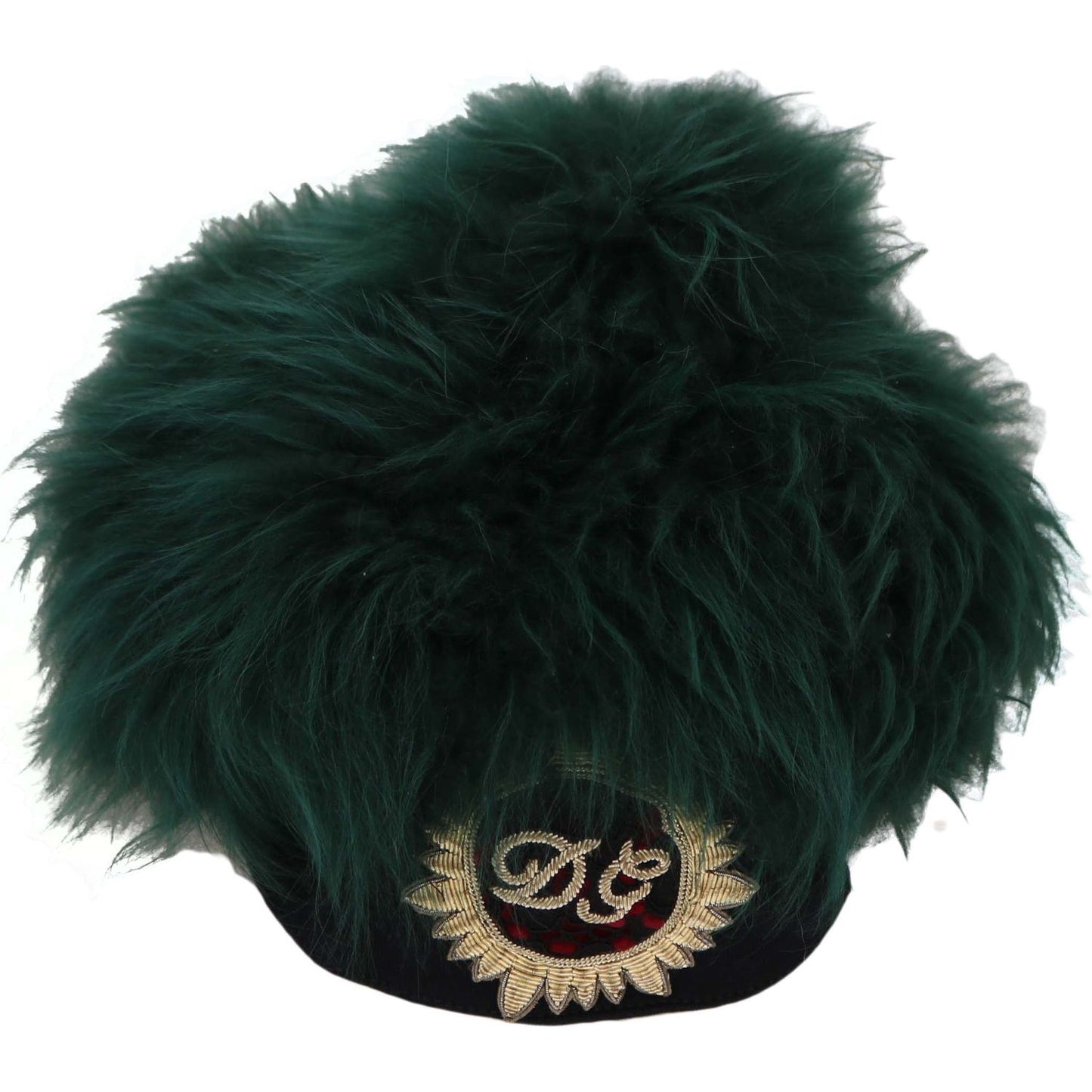 Dolce & Gabbana Green Fur DG Logo Embroidered Cloche Hat HAT70209-56