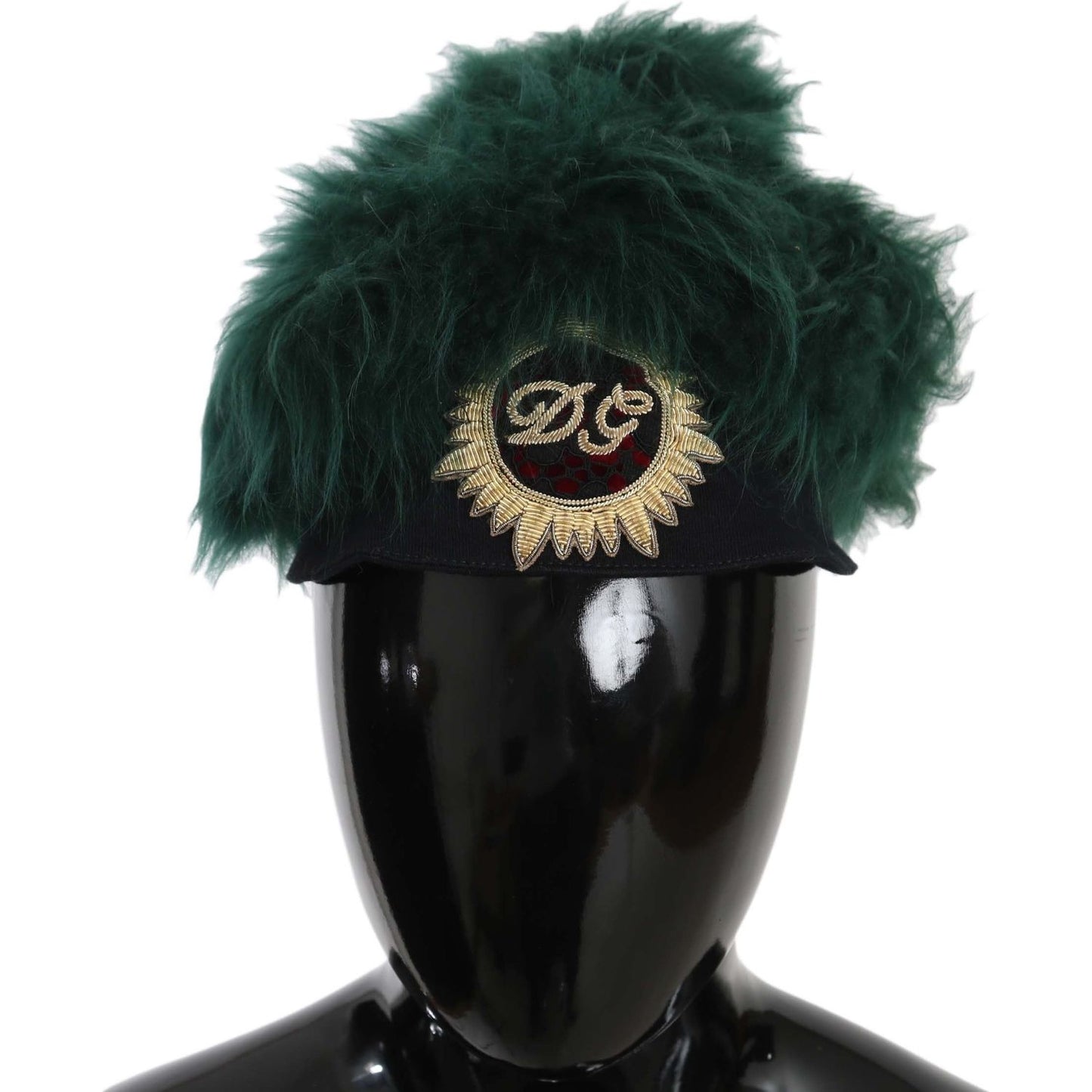Dolce & Gabbana Green Fur DG Logo Embroidered Cloche Hat HAT70209-56