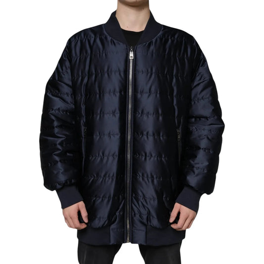 Dolce & Gabbana Dark Blue Quilted Full Zip Bomber Jacket TSH3794-56