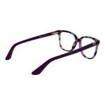 Guess Purple Women Glasses Frame in full-rim rectangular style with plastic material, spring hinge, and demo lenses included in branded case.