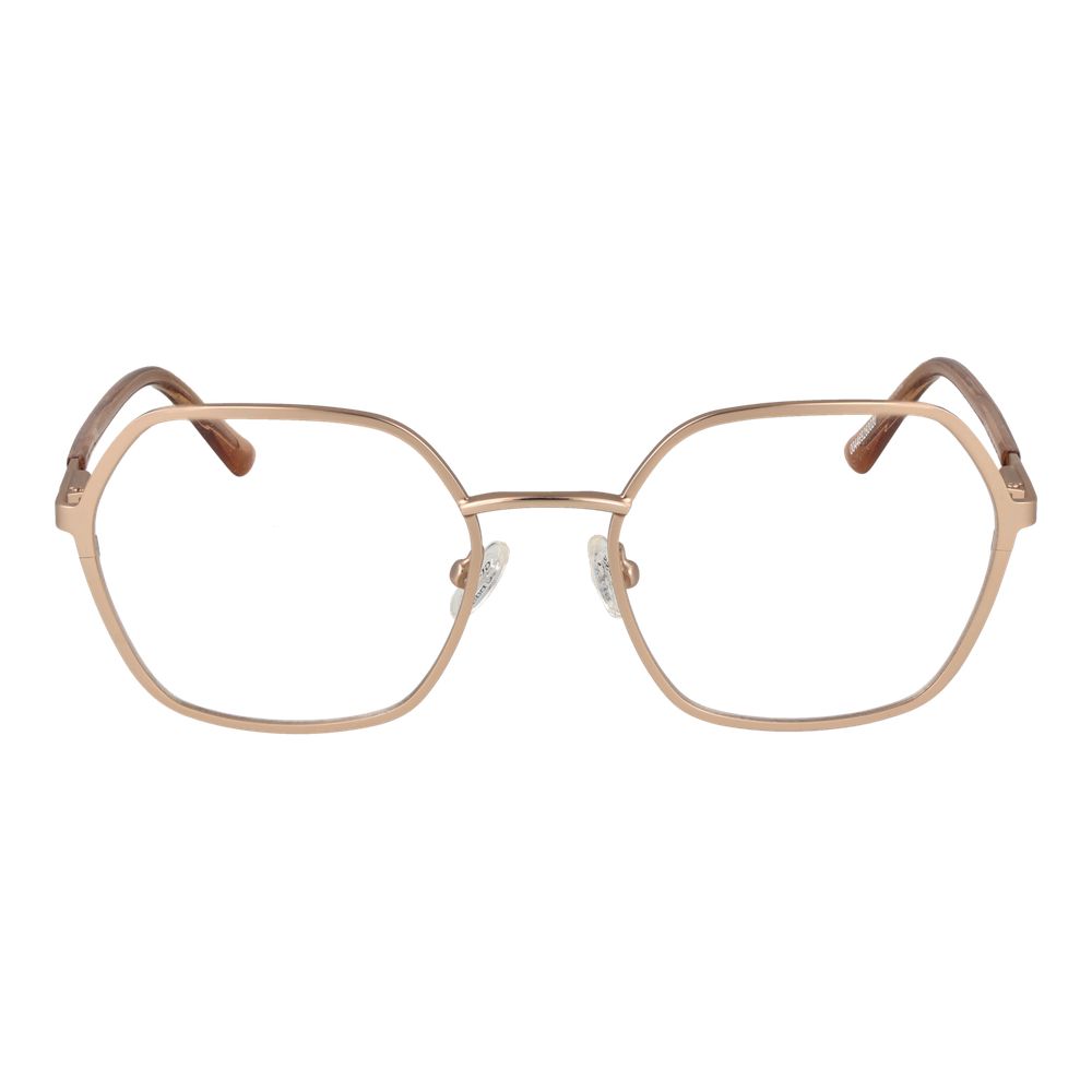 Guess Gold Women Glasses Frame, square full-rim metal frame with demo lenses, gold, size 53-19-140, includes branded case.