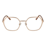 Guess Gold Women Glasses Frame, square full-rim metal frame with demo lenses, gold, size 53-19-140, includes branded case.