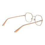 Guess Gold Women Glasses Frame, square shape, metal frame, gold color, demo plastic lenses, full-rim, spring hinge, includes case.