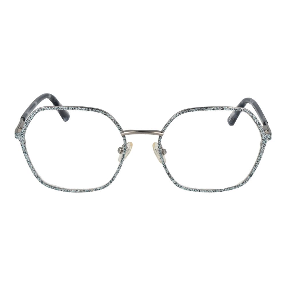 Guess Silver Women Glasses Frame with rectangle style full-rim metal, demo lenses in silver.