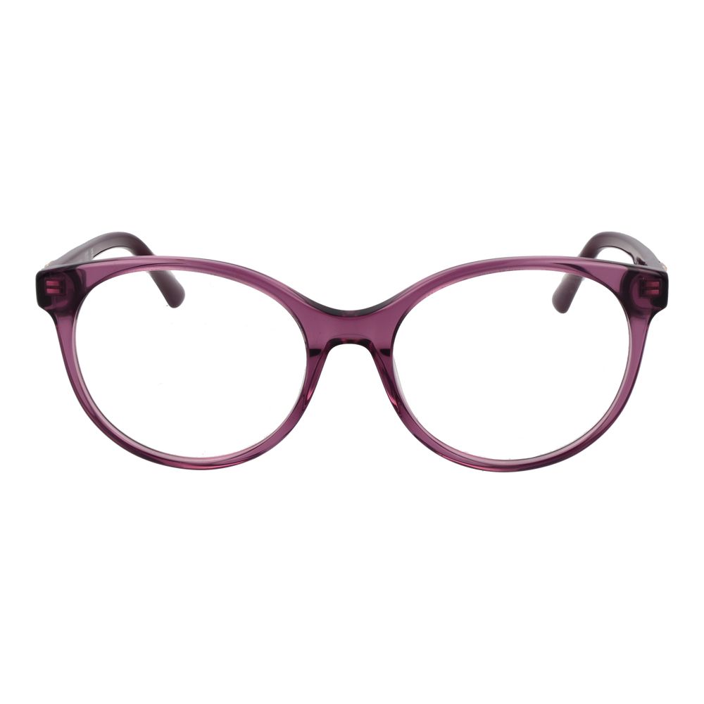 Guess Purple Women Glasses Frame, full-rim round acetate with demo lenses, 55-18-140 size.