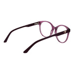 Guess Purple Women Glasses Frame, acetate full-rim round style with a branded case, size 55-18-140, purple color, spring hinge, demo lenses.