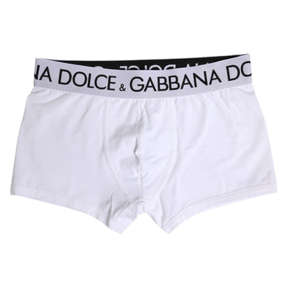 Dolce & Gabbana White Cotton Stretch Regular Boxer Underwear